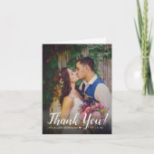 Carte De Remerciements Superposition de script moderne Photo de mariage (Devant)