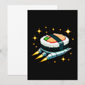 Carte De Remerciements Sushi Spacship Pixel Art Flying Sushi Roll Design (Devant / Derrière)