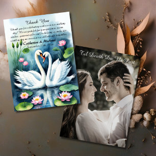 Carte De Remerciements Swan In Lotus Pond Mariage