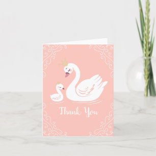 Carte De Remerciements Swans Baby shower Oiseau avec héritier