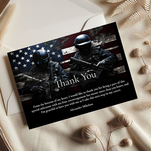 Carte De Remerciements SWAT Team American Flag Graduation