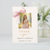 Carte De Remerciements Sweet 16 photo crème arc rose (Debout devant)