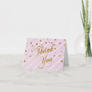 Carte De Remerciements Sweet Baby Confetti rose et or