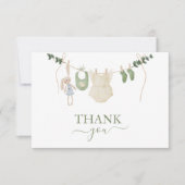 Carte De Remerciements Sweet Boho Neutral Clothesline Baby shower fille (Devant)