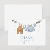Carte De Remerciements Sweet Boho Neutral Clothesline Baby shower garçon (Devant / Derrière)