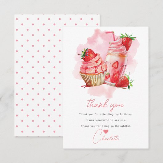 Carte De Remerciements Sweet Celebration fraise Anniversaire (Devant / Derrière)