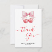 Carte De Remerciements Sweet Cherry Baby Shower Minimalist Script (Devant)
