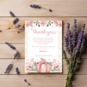 Carte De Remerciements Sweet Comme Un Baby shower Fille Rose Citrouille F