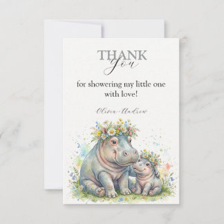 Carte De Remerciements Sweet Floral Hippo Moments