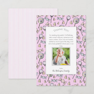 Carte De Remerciements Sweet Little One Candy Thème 1er anniversaire
