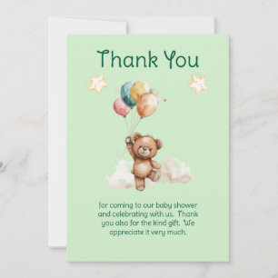Carte De Remerciements Sweet Little One sur le chemin Baby shower vert
