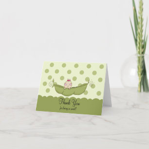 Carte De Remerciements Sweet Little Pea Girl Thank You Note Card