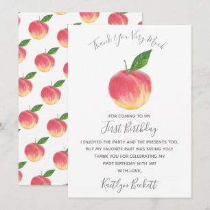 Carte De Remerciements Sweet Little Peach 1er anniversaire