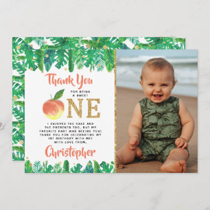 Carte De Remerciements Sweet Peach Girls 1er Anniversaire Photo