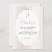 Carte De Remerciements Sweet Pinstriped Beige Bow Graduation (Devant)