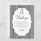 Carte De Remerciements Sweet Pinstriped Black Bow Graduation (Devant)