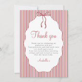 Carte De Remerciements Sweet Pinstriped Red Bow Graduation (Devant)