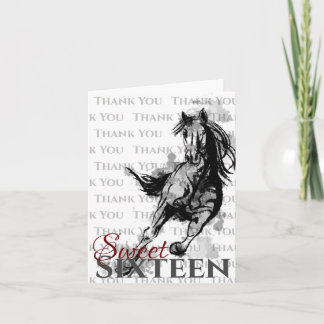 Carte De Remerciements Sweet sixteen Galloping Horse Croquis Anniversaire