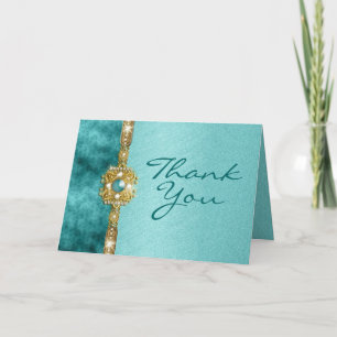 Carte De Remerciements " sweet sixteen " sarcelle or 16e anniversaire