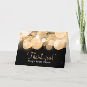 Carte De Remerciements Sweet Sixteen Thank You Glow & Sparkle Gold