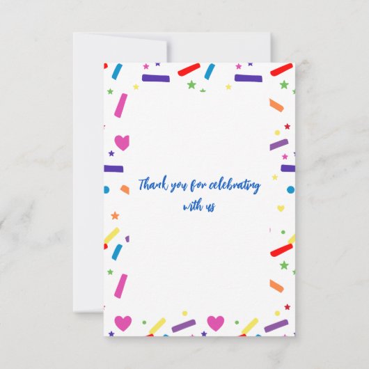 Carte De Remerciements Sweet Sprinkle thème de fête d'anniversaire (Dos)