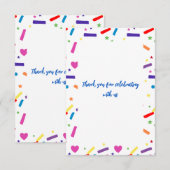 Carte De Remerciements Sweet Sprinkle thème de fête d'anniversaire (Devant / Derrière)