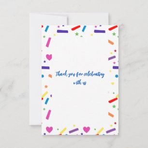 Carte De Remerciements Sweet Sprinkle thème de fête d'anniversaire