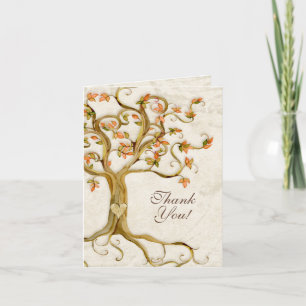 Carte De Remerciements Swirl Tree Roots Antique Tan Custom Thank You Note