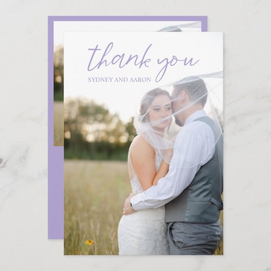 Carte De Remerciements Sydney Lavender Mariage moderne (Devant / Derrière)