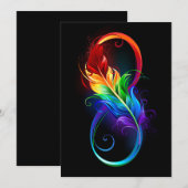 Carte De Remerciements Symbole d'infini avec plume arc-en-ciel (Devant / Derrière)
