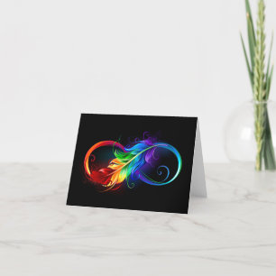 Carte De Remerciements Symbole d'infini avec plume arc-en-ciel
