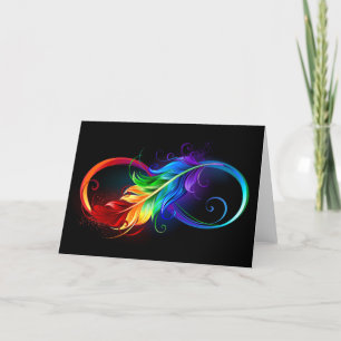 Carte De Remerciements Symbole d'infini avec plume arc-en-ciel