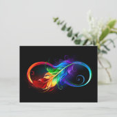 Carte De Remerciements Symbole d'infini avec plume arc-en-ciel (Debout devant)