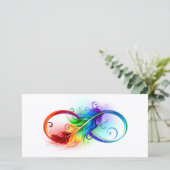 Carte De Remerciements Symbole d'infini avec plume arc-en-ciel (Debout devant)
