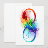 Carte De Remerciements Symbole d'infini avec plume arc-en-ciel (Devant / Derrière)