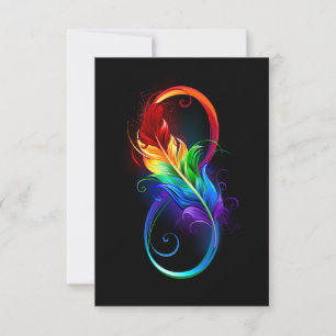 Carte De Remerciements Symbole d'infini avec plume arc-en-ciel