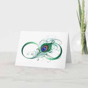 Carte De Remerciements Symbole d'infini avec plume de paon