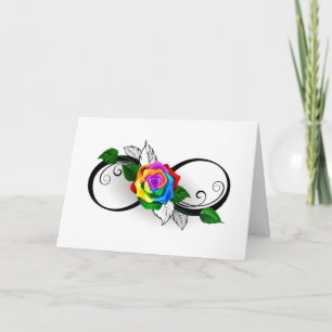 Carte De Remerciements Symbole d'infini avec rose arc-en-ciel