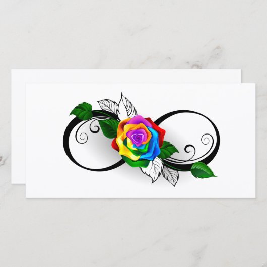 Carte De Remerciements Symbole d'infini avec Rose arc-en-ciel (Devant / Derrière)