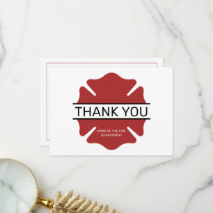 Carte De Remerciements Symbole du logo rouge du pompier personnalisé
