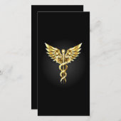 Carte De Remerciements Symbole Polygonal Or Caduceus (Devant / Derrière)