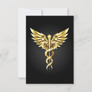 Carte De Remerciements Symbole Polygonal Or Caduceus