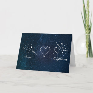 Carte De Remerciements SYMBOLE Zodiaque Aries + Sagittarius Saint-Valenti