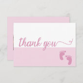 Carte De Remerciements Sympa Simple Pink Script bébé fille douche photo (Devant / Derrière)