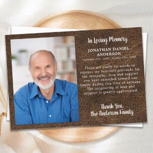 Carte De Remerciements Sympathie Amour Mémoire Photo Faux Funérailles en 