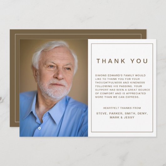 Carte De Remerciements Sympathie aux funérailles commémoratives en or sim (Devant / Derrière)