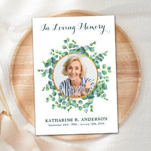 Carte De Remerciements Sympathie aux funérailles du mémorial des eucalypt