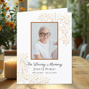 Carte De Remerciements Sympathie commémorative du réveil funéraire Feuill