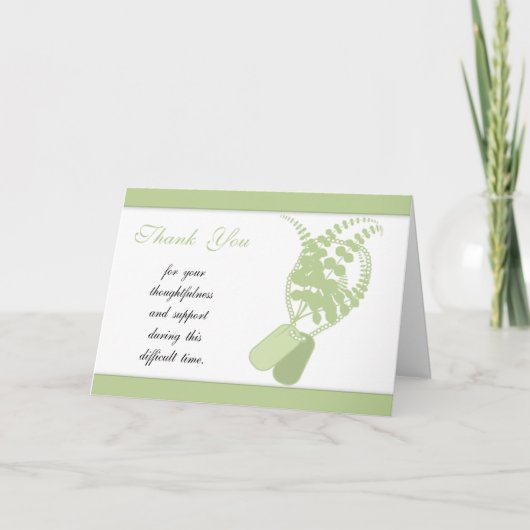 Carte De Remerciements Sympathie de Merci, perte de soldat militaire/ (Devant)