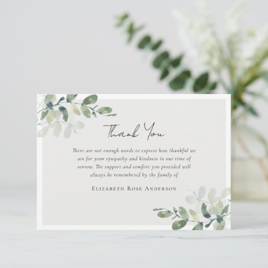 Carte De Remerciements Sympathie des eucalyptus (Debout devant)